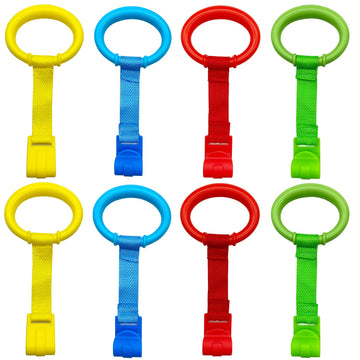 Codree 8Pcs 4 Colors Baby Playpen Pull Up Rings- Baby Crib Pull Up Rings- Baby Walking Exercises Assistant Rings- Baby Bed Stand