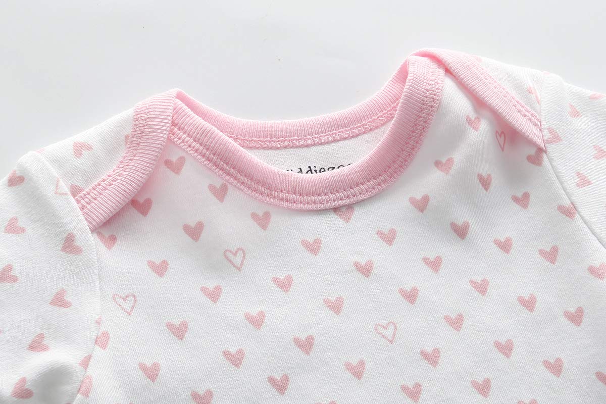 Kiddiezoom Baby Girls Bodysuit Newborn Short Sleeve Bodysuit Cotton 5-Pack One-Piece Bodysuit