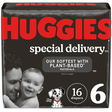 Huggies Special Delivery Hypoallergenic Baby Diapers Size 6 (35+ Lbs), 16 Ct, Fragrance Free, Safe For Sensitive Skin
