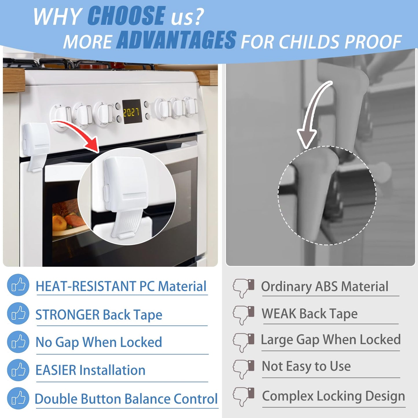 2Pcs Childproof Oven Door Lock, Oven Front Lock Easy To Install And Use Durable And Heat-Resistant Material No Tools Need Or Dri