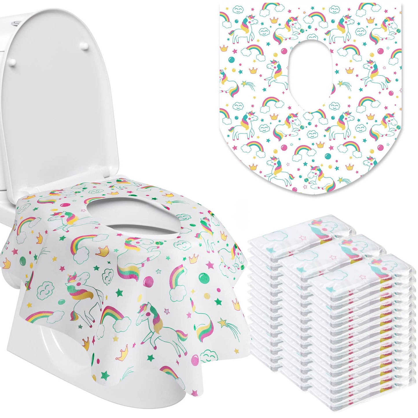 50 Packs Disposable Toilet Seat Covers Extra Large Individually Wrapped for Kids and Adults, Portable Non Slip Waterproof Potty 