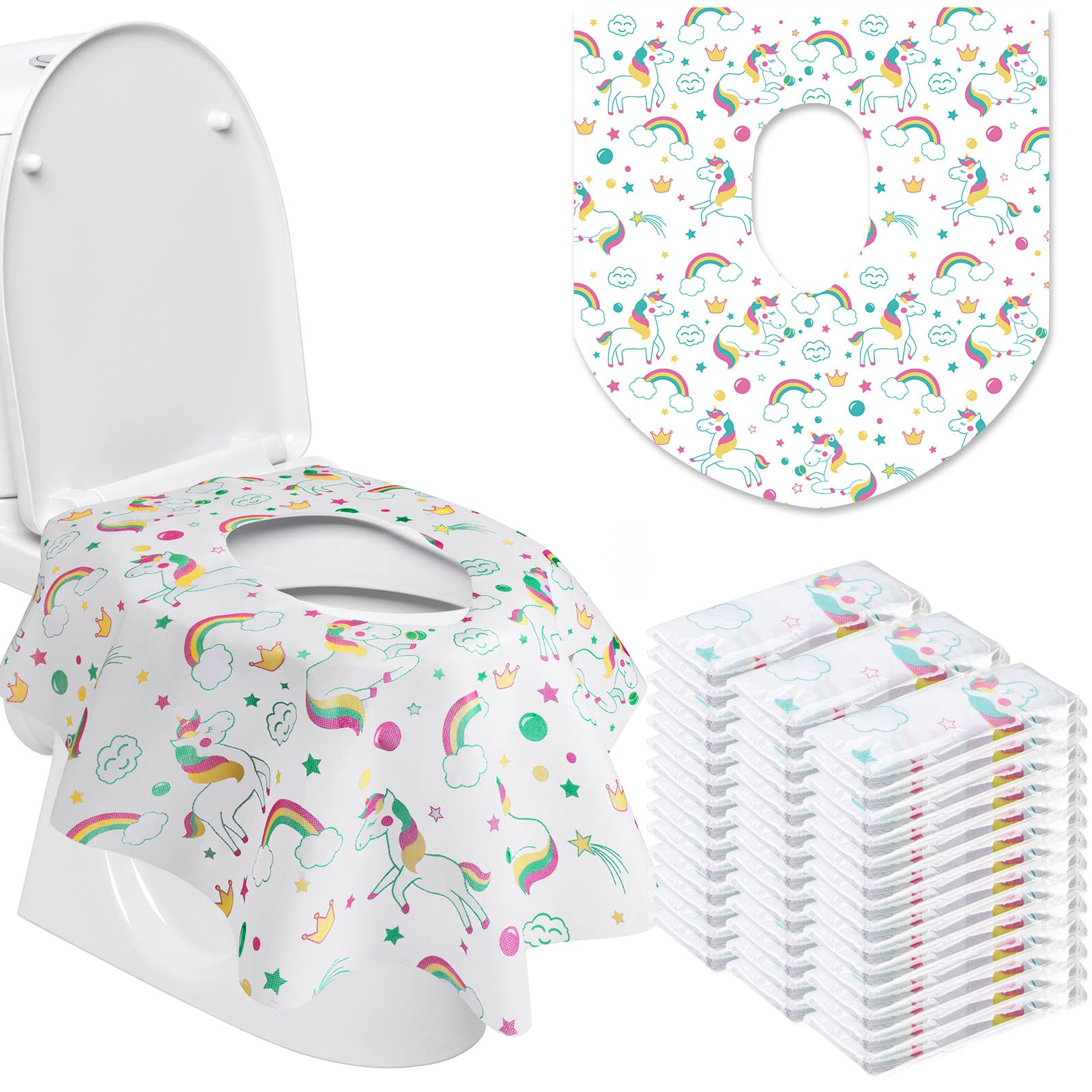 50 Packs Disposable Toilet Seat Covers Extra Large Individually Wrapped for Kids and Adults, Portable Non Slip Waterproof Potty 