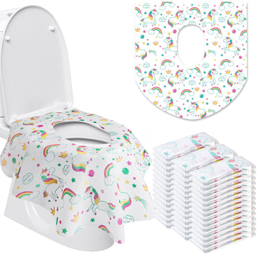 50 Packs Disposable Toilet Seat Covers Extra Large Individually Wrapped for Kids and Adults, Portable Non Slip Waterproof Potty 