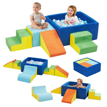 Hahasole Foam Climbing Toys For Toddlers, 6Pcs Climb & Crawl Activity Playset, Climbing Blocks With Large Ball Pit (Excluding Ba
