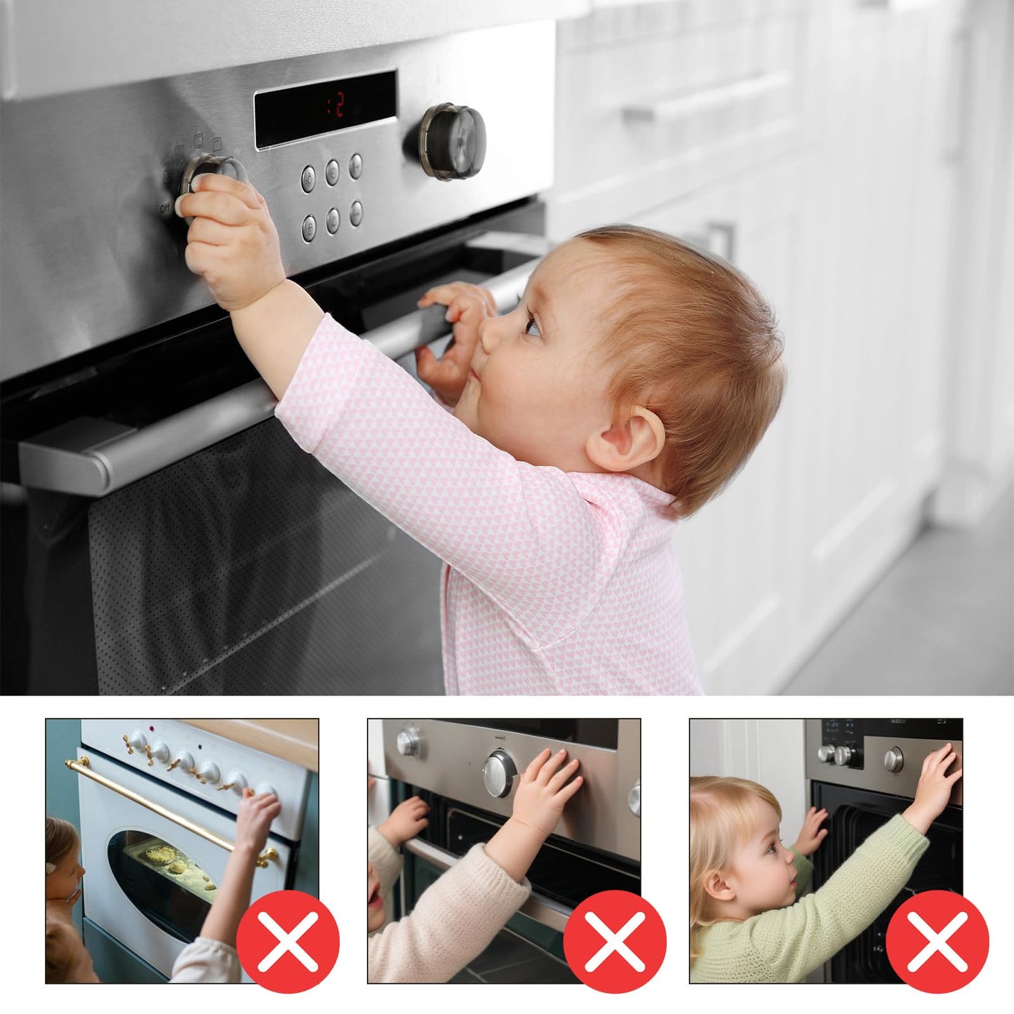 Ptwola 5Pcs Stove Knob Covers For Child Safety Resistant Universal Size Gas Knob Locks Covers Removable Adhesive Oven Front Elec