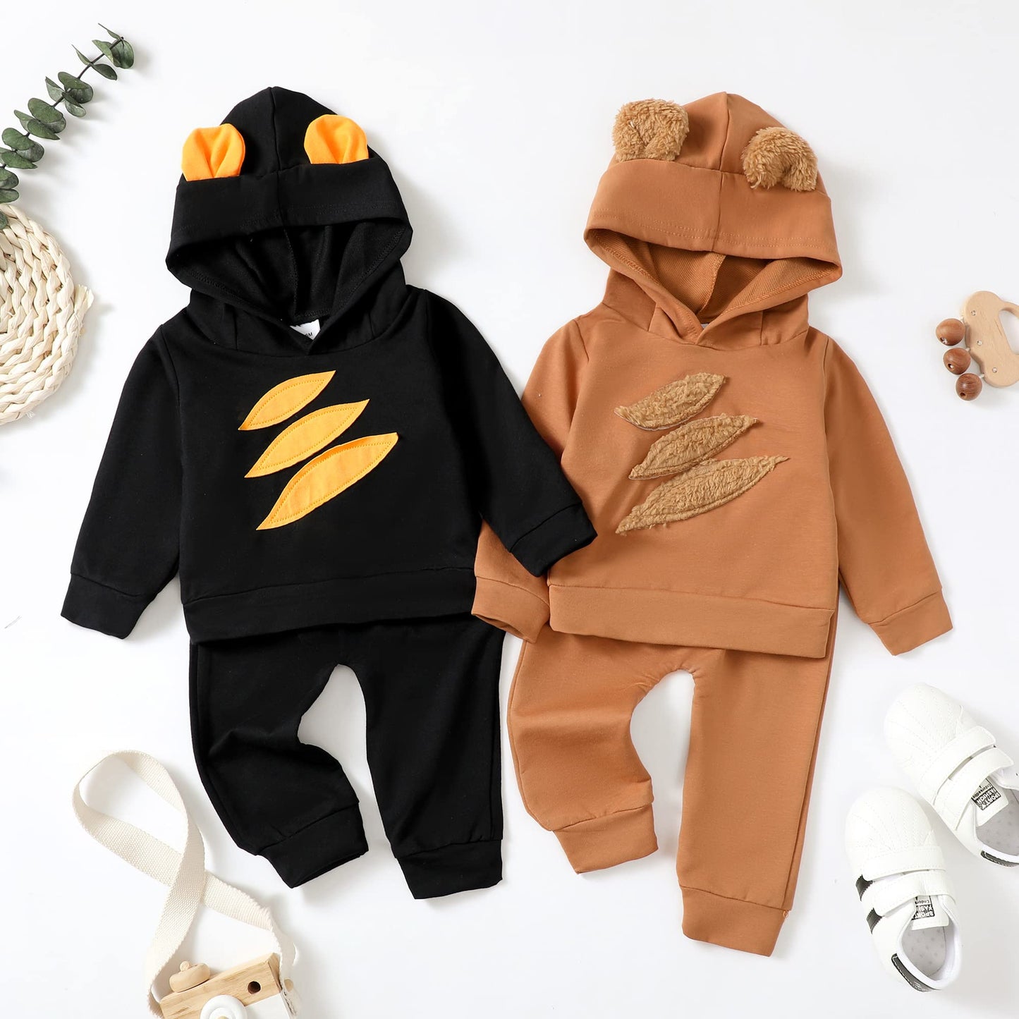 Newborn Baby Boys Clothes Fall Outfits Long Sleeve Hoodie Brown Bear Sweatshirt Infant Clothes For Boys 0-6 Months