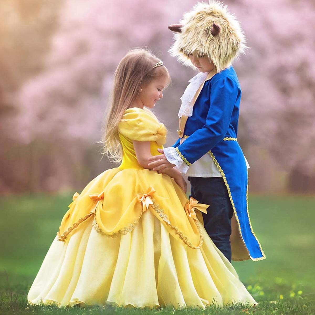 Fmyfwy Girls Belle Princess Dress Beauty And Beast Fancy Dress Up Outfits Halloween Christmas Wedding Birthday Gown W/Gloves Yel