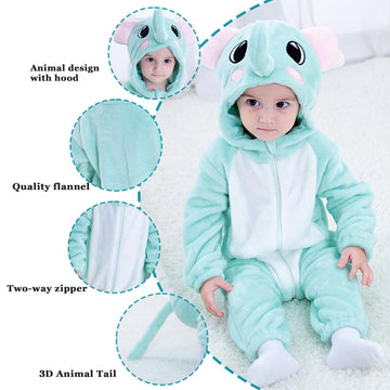 Tonwhar Kids' And Toddlers' Infant Tiger Dinosaur Animal Fancy Dress Costume Outfit Hooded Romper Jumpsuit (3-6 Months/Height:24