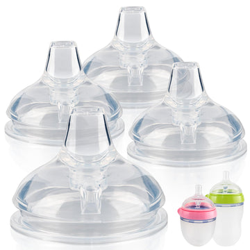 Sippy Spout Nipples For Comotomo Baby Bottles,100% Soft Silicone Sippy Cup Nipples,Variable Flow Conversion Nipple,6+ Months,4 C