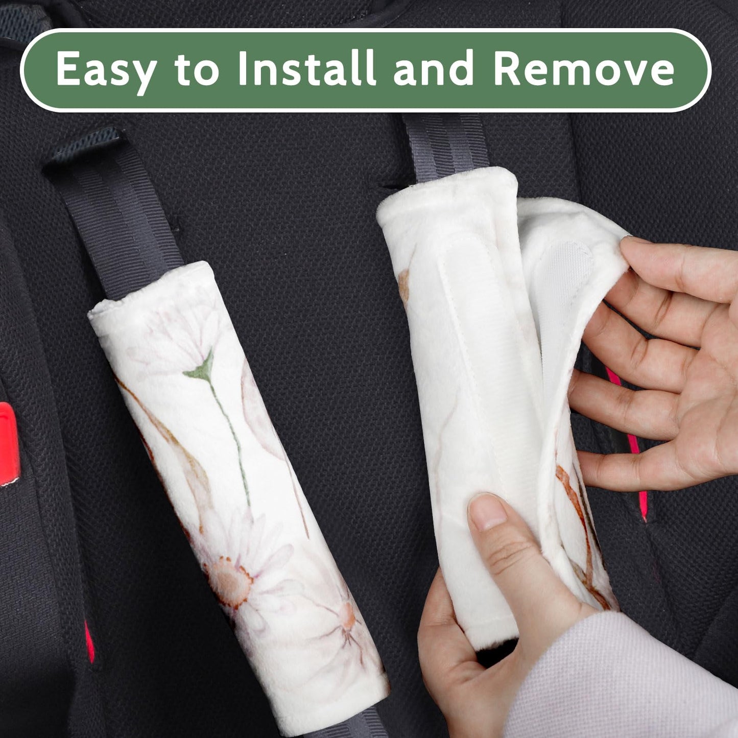 Caruili Carseat Strap Pads For Babies Girls, Double-Sided Use, Super Soft, Infant Car Seat Strap Covers, Seat Belt Covers For Ba