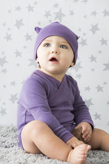 Babysoy Modern Single Knot Hat Beanie - Cotton Rayon From Bamboo Baby Cap (0-6 Months, Wineberry)