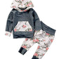 Baby Girls Long Sleeve Flowers Hoodie Top and Pants Outfit with Kangaroo Pocket (12-18 Months, A)
