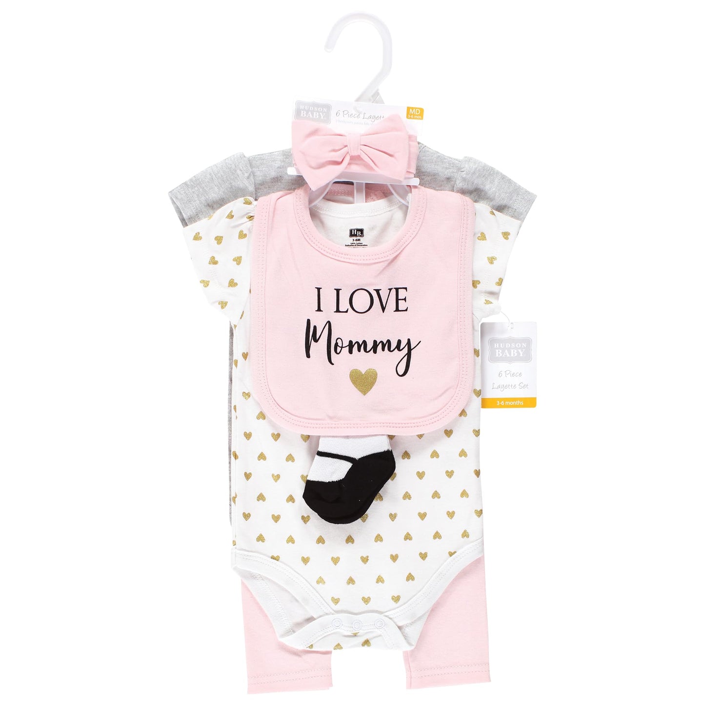 Hudson Baby Unisex Baby Cotton Layette Set, Girl Mommy, 9-12 Months