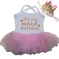 Kirei Sui Baby Half Birthday Dress Tutu Bodysuit 1/2 Crown Headband L White Pink