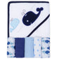 Viviland Baby Towels and Washcloths, Soft Absorbent Baby Boy Bath Towel Set, Whale Hooded Towels with 5 Infant Washcloths,(6 Pie