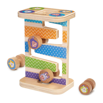 Melissa & Doug First Play Wooden Safari Zig-Zag Tower with 4 Rolling Pieces