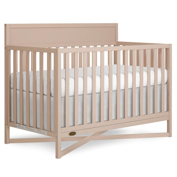 Dream On Me Owen 5-in-1 Convertible Full-Size Baby Crib in Almond Butter, GreenGuard Gold & JPMA, Converts to Toddler, Day, & Fu