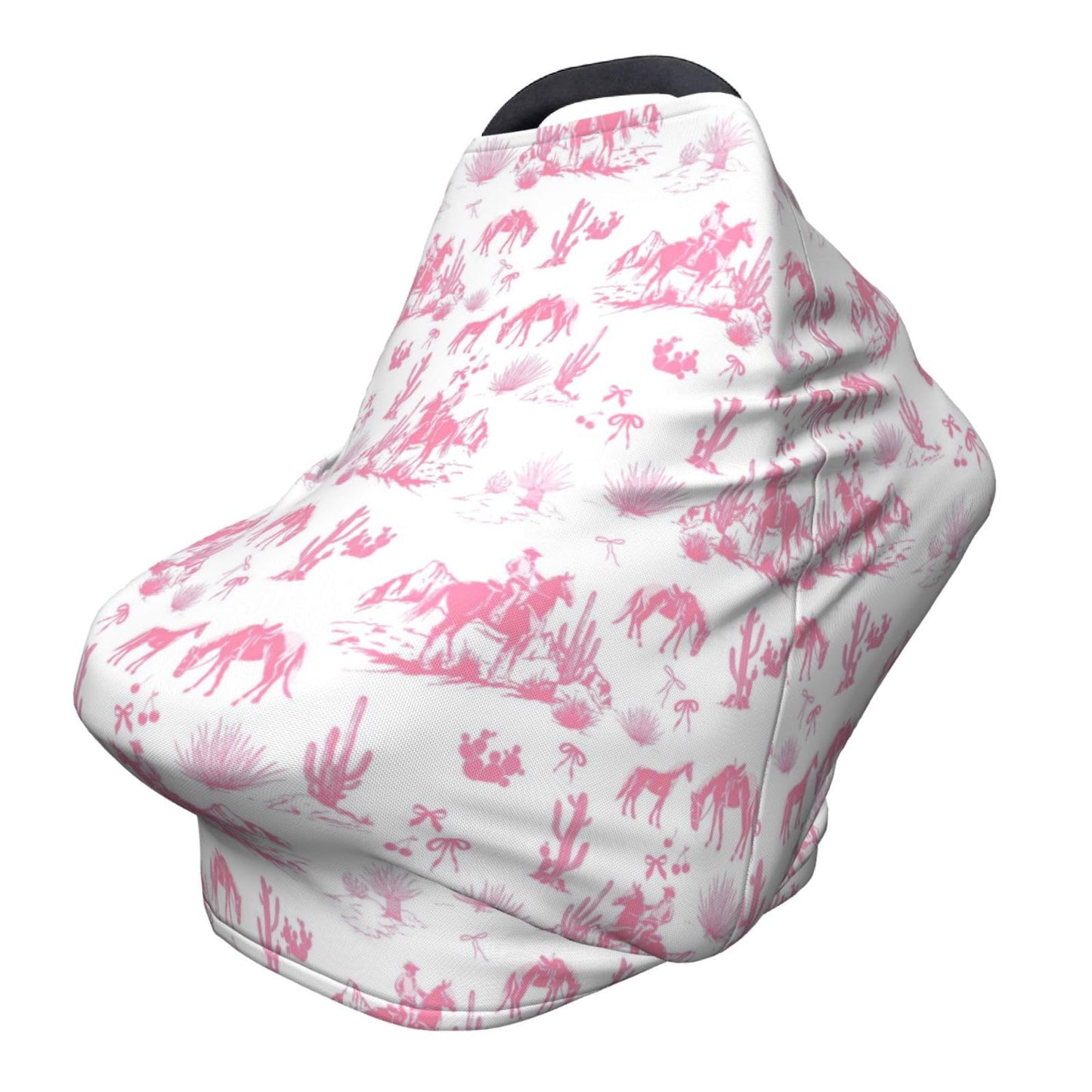 Cowboy Western Pink Baby Stuff Car Seat Cover for Baby Cactus Carseat Covers for Girl Boy Stretchy Soft Breathable Breastfeeding