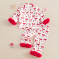 Kuriozud Toddler Girl Pajamas Valentines Day Baby Silk Satin Nightgown Little Kids Girls Pjs Button Down 2 Piece Pajamas Set (Va