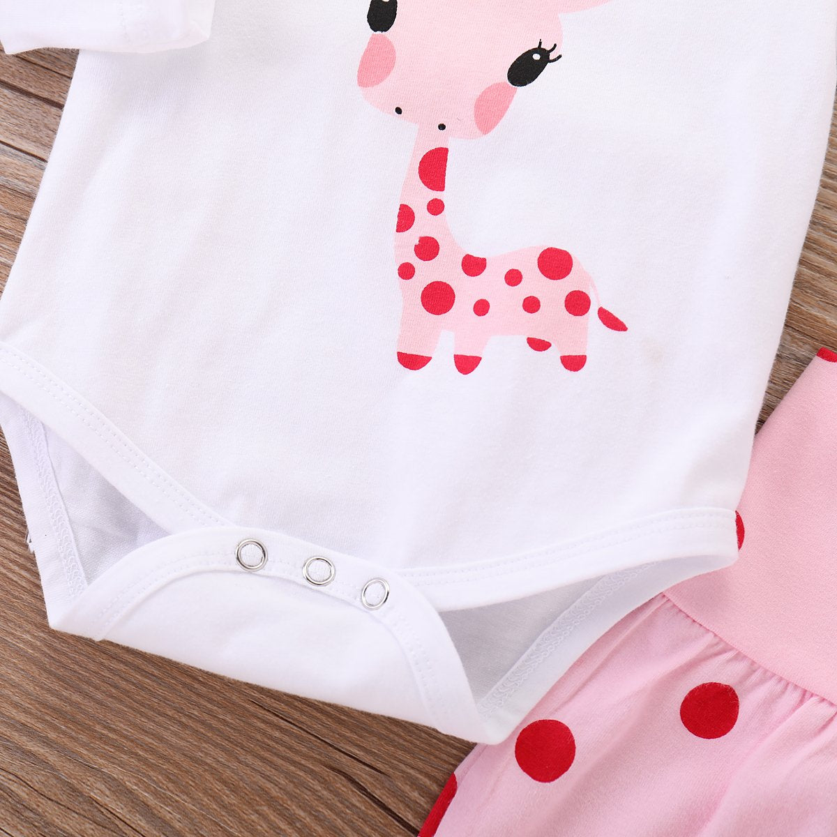 Boebnozcv Newborn Toddler Baby Girl Outfits Giraffe Bodysuit Top + Pink Legging Pants Set With Hat Infant Clothes