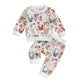 Shuing Toddler Infant Girl Boy Farm Outfit Chick& Flower Print Long Sleeve Sweatshirts Elastic Waist Pants Fall Clothes (White,