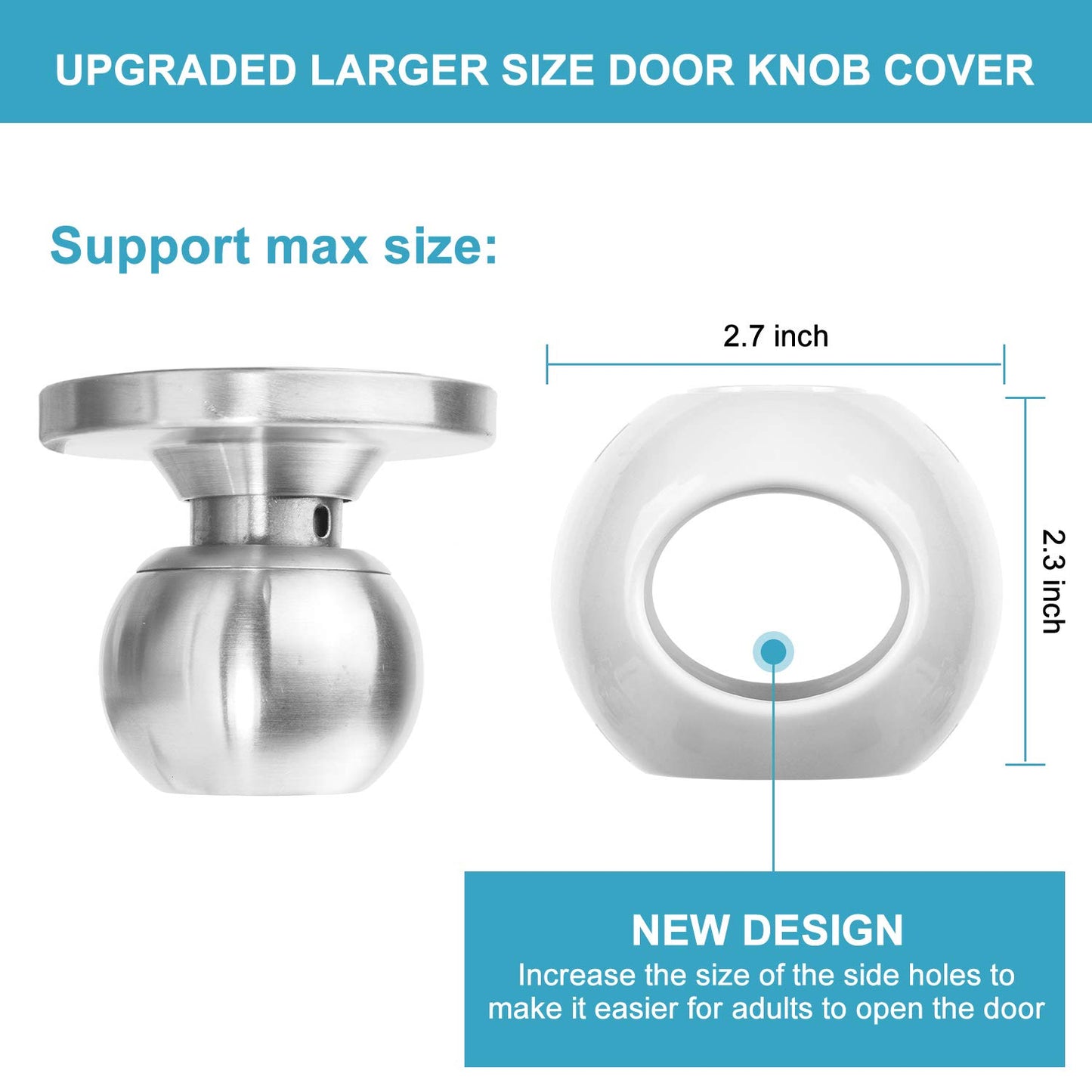 Door Knob Safety Cover For Kids (4 Pack) New Shape & Structure Design Child Door Knob Covers Prevent Children From Opening Doors