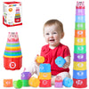 MOONTOY Stacking Cups Baby Toys 6 10 12 18 Months, Montessori Toys for 1 Year Old Toddler Learning Toys with Numbers Shapes Patt