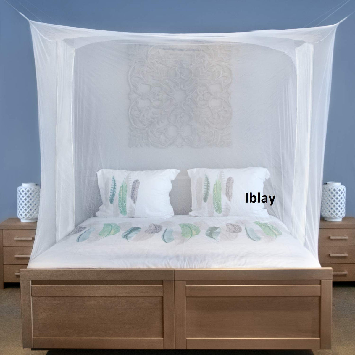 Iblay 8X8 Ft White Mosquito Netting For Double Bed Polyester Material  Machardani Net Full Size Bed