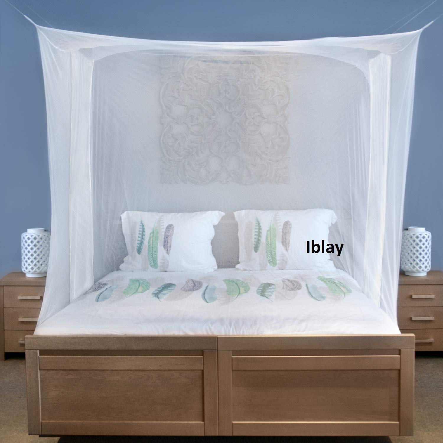 Iblay 10X6.5 Ft White Mosquito Netting For Double Bed Polyester Material  Machardani Net 3 People Bed