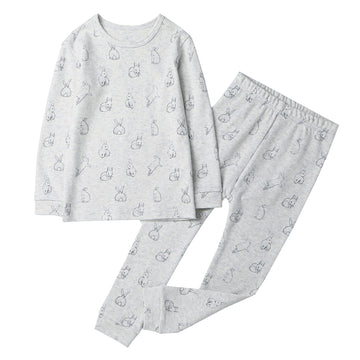 Owlivia 100% Organic Cotton Baby Long Sleeve Pajama Sets, Toddler Boy Girl 2-Piece Sleepwear(7 Years, Grey Rabbit)