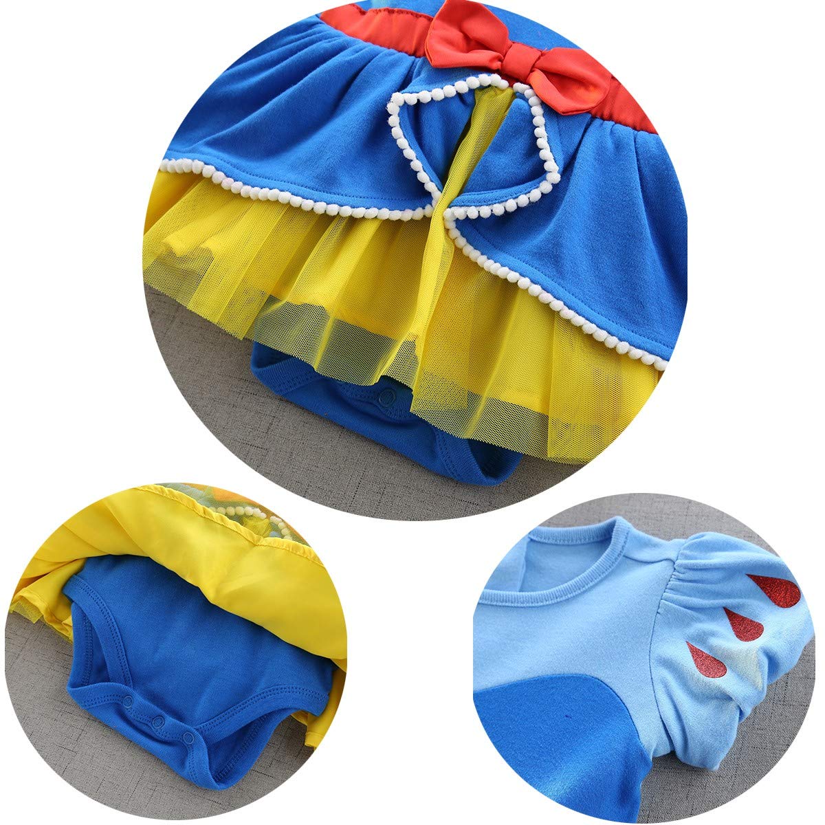 Fmyfwy Newborn Baby Girls Snow White Princess Costume Halloween Christmas Birthday Romper Tutu Dress W/Headband