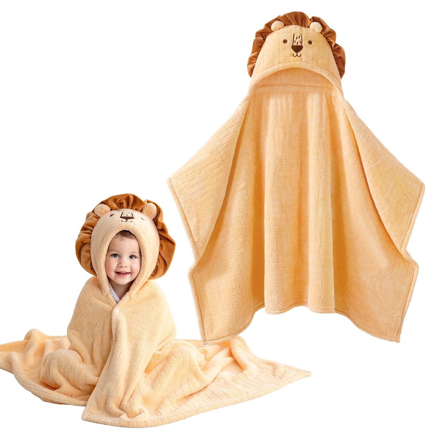 Usbettas Toddler Hooded Towel-Soft Coral Fleece Hooded Baby Towels With Animal Design, Large Super Absorbent Bath Towel For Newb