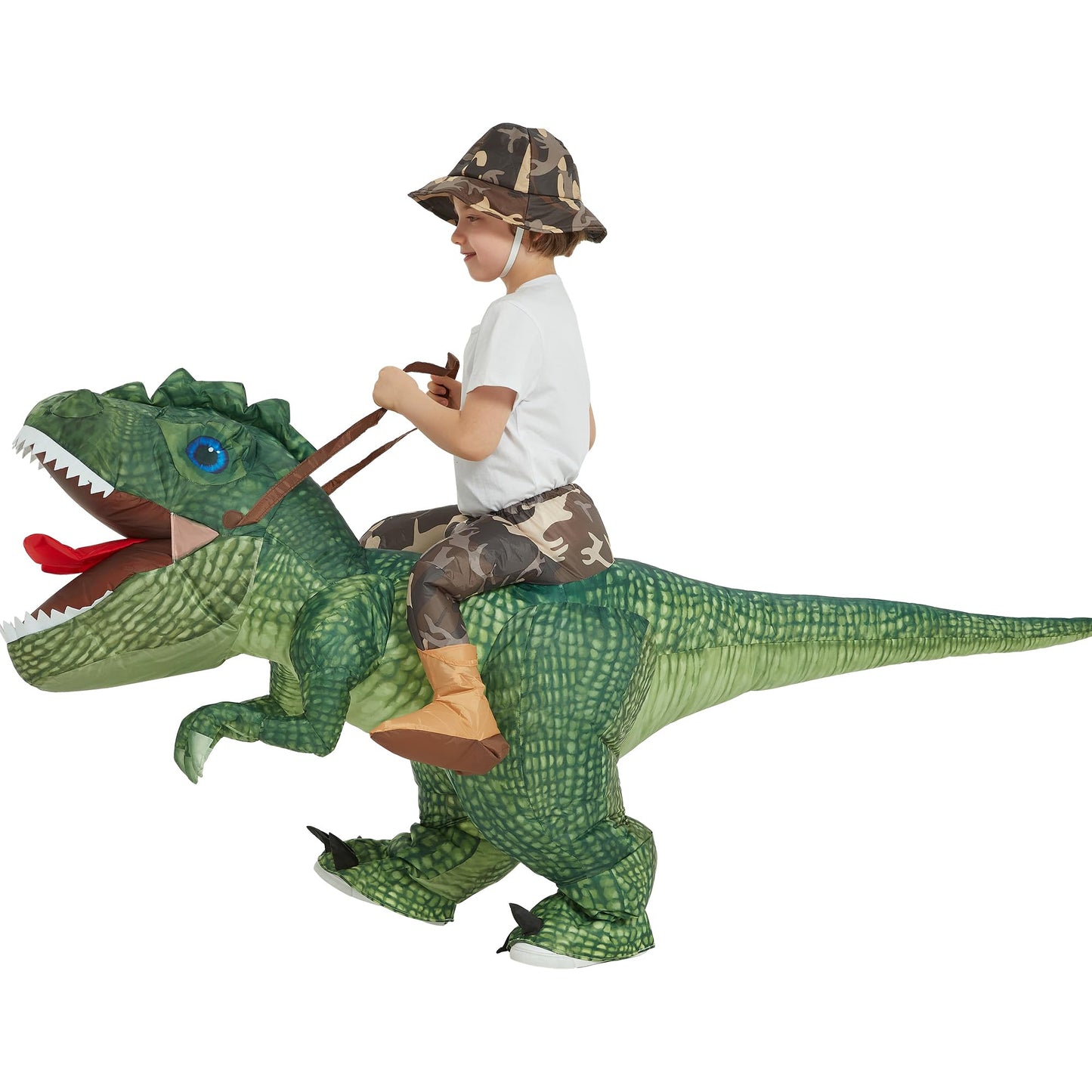 One Casa Inflatable Costume Dinosaur Riding T Rex Air Blow Up Funny Party Halloween Costume For Kids (2-3Yrs)
