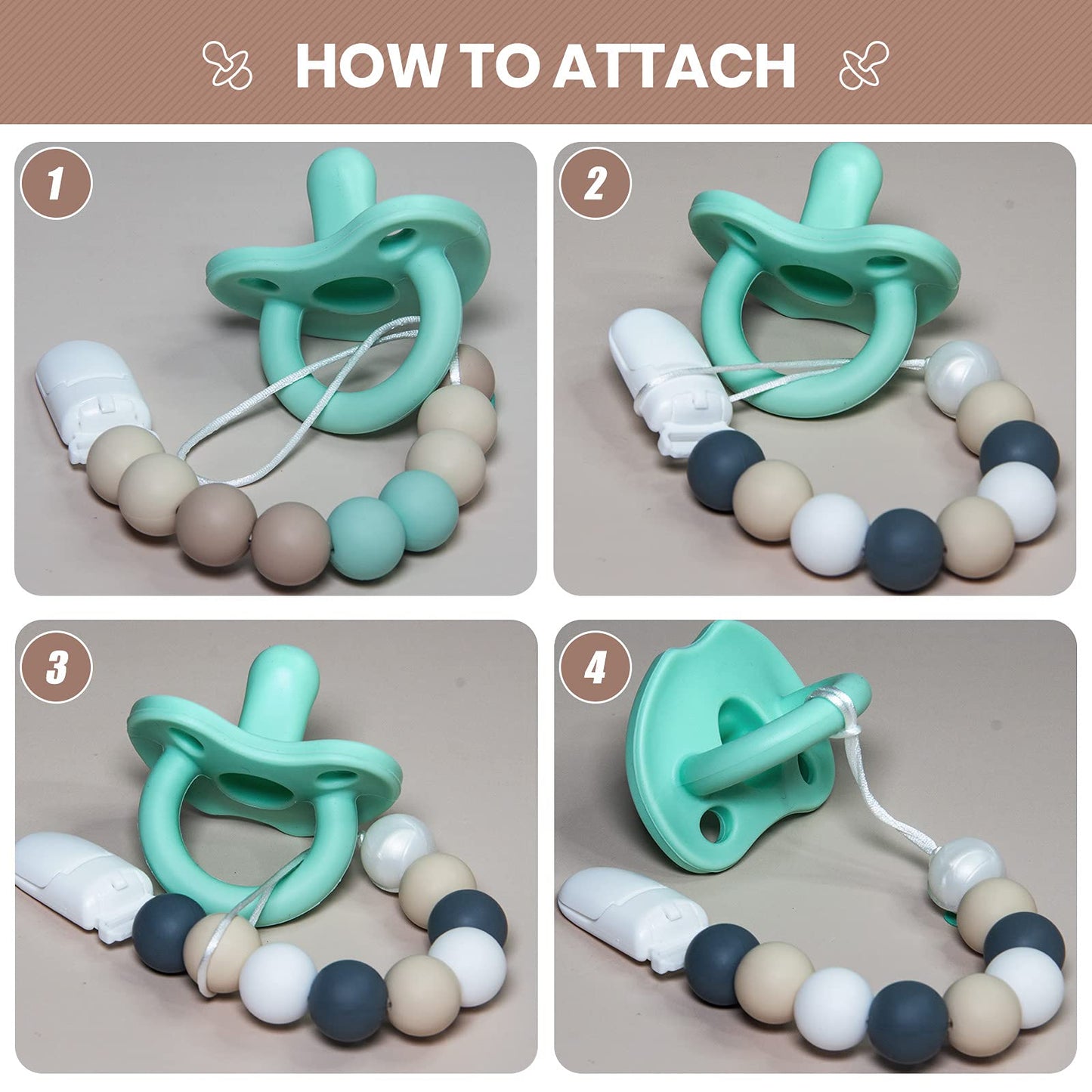 Pacifier Clip For Baby Boys And Girls Birthday Gift 2 Pack (Green)
