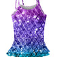 Lovekider Girl One Piece Bathing Suit Ruffle Off Shoulder Swimsuit Purple Mermaid Scales Cute Print Summer Bikini Swimwear 8-9 Y