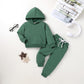 Happy Town Toddler Fall Outfits For Girl Boy Long Sleeve Hoodie Top And Long Sweatpants Set Toddler Sweatsuit (Solid Color-Deep