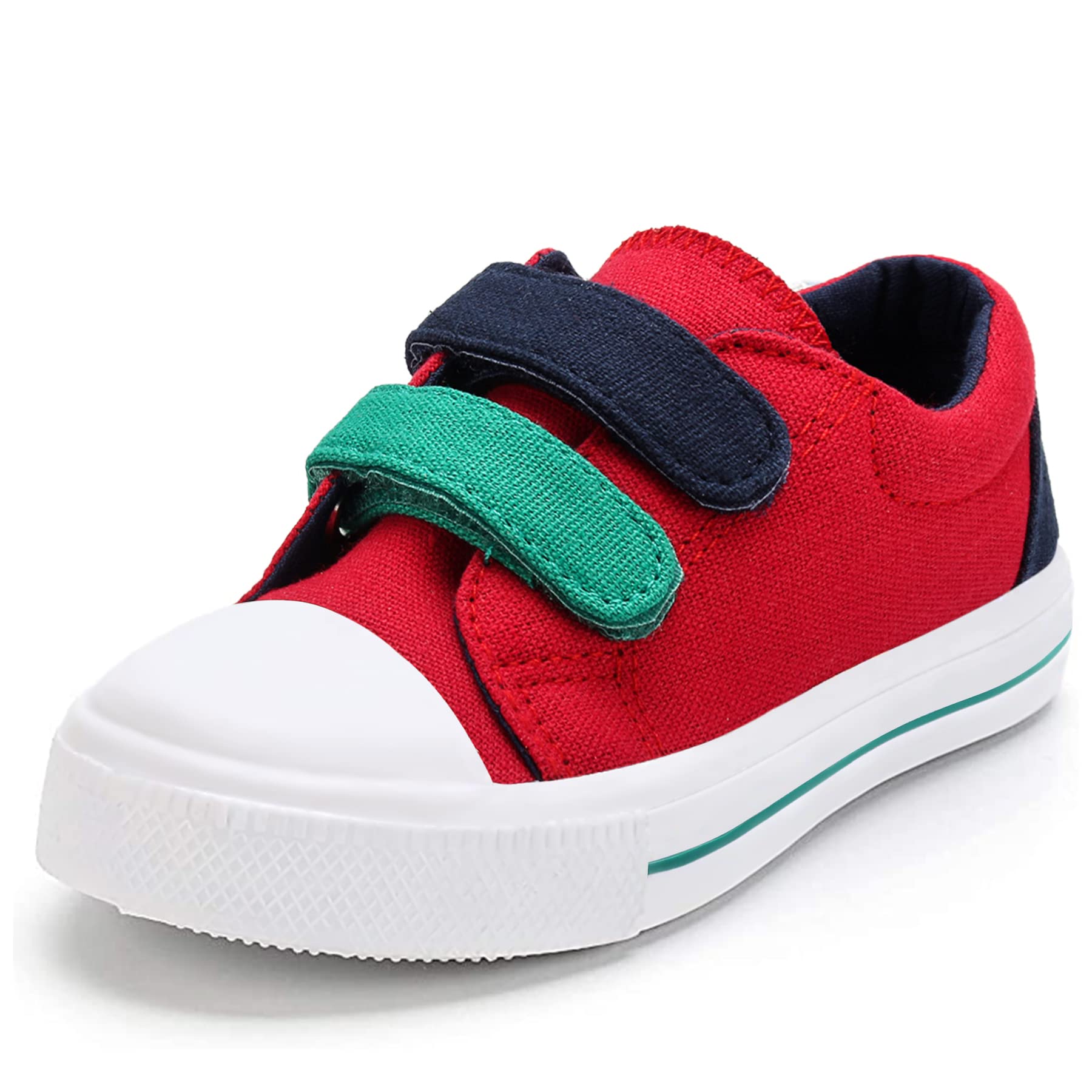 K Komforme Toddler Boys  Girls Shoes Kids Canvas Sneakers With Cartoon Dual Hook And Loops, Size 12 Little Kid, Red