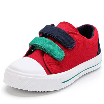 K Komforme Toddler Boys  Girls Shoes Kids Canvas Sneakers With Cartoon Dual Hook And Loops, Size 12 Little Kid, Red