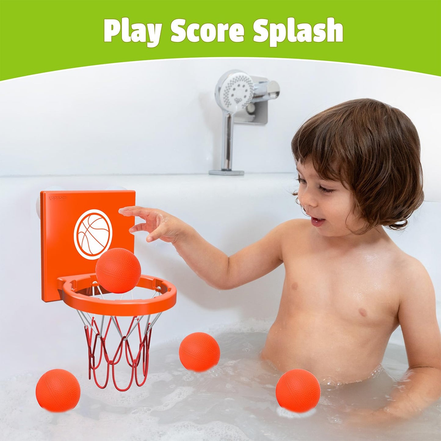 MARPPY Bath Toys for Toddlers & Kids - Bathtub Basketball Hoop with 4 Mold-Free Balls, Strong Suction Cup - Fun Bathtub and Show