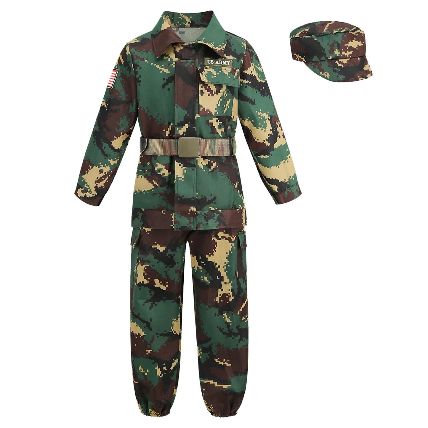Yolsun Deluxe Kid'S Camo Combat Soldier Army Costume (10-12 Years, Dark Green Color)