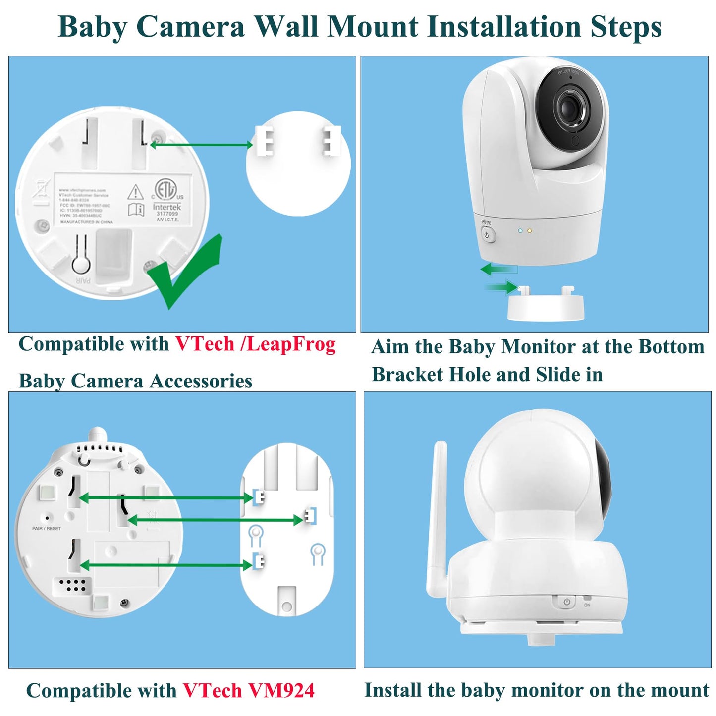 Eysaft Baby Monitor Mount Holder For Vtech Vm924/901/928Hd/7766/7764/5766Hd/5764Hd/5755/5263/5754Hd,Leapfroge Lf930Hd/Lf2936/Lf9