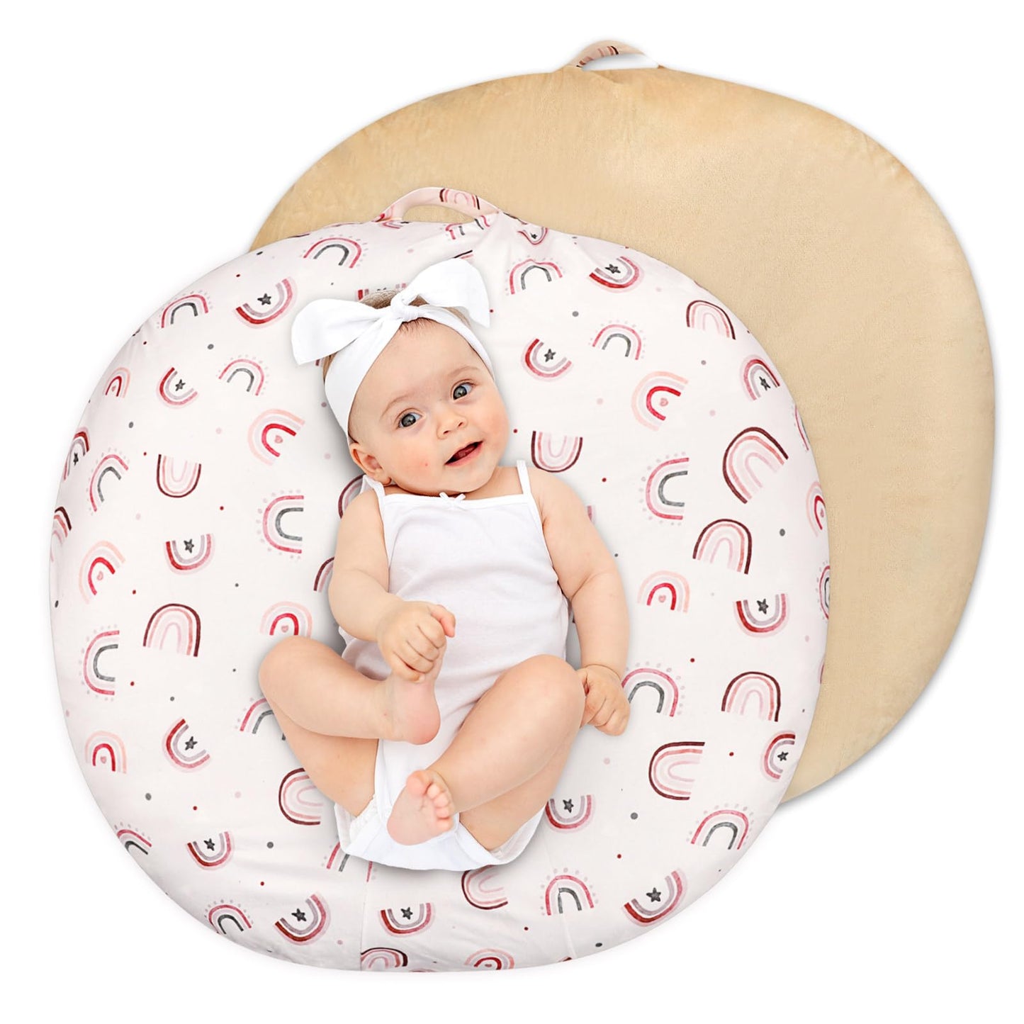 Newborn Lounger Cover, Soft Comfortable Baby Lounger Cover, 1 Pack Reversible Removable Slipover for Infant Lounger Pillow, Rain