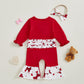 Fiomva Newborn Baby Girl Valentines Day Outfits Spring Fall Romper Infant Jumpsuit Cute Valentine Heart Bear Clothes (C Heart Be