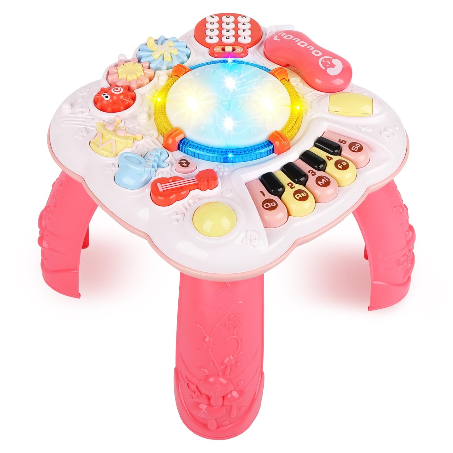 Dahuniu Baby Toy- Engaging Baby Activity Center for 6 12 18 Months Old- Safe, Sturdy, and Fun (11.8 x 11.8 x 12.2 inches), (Pink