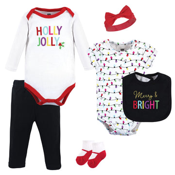 Hudson Baby Baby Girls Hudson Unisex Cotton Layette Set, Merry Bright, 6-9 Months And Toddler T Shirt Set, Merry Bright, Months