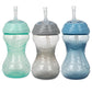 Nuby 3 Piece No-Spill Easy Grip Cup With Flex Straw, Clik It Lock Feature, Neutral, 10 Ounce