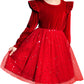 Arshiner Girls Christmas Dress Velvet Tutu Long Sleeve Winter Holiday Valentines Outfit Red Size 7