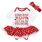 Petitebella Sorry Boys Daddy Is My Valentine Bodysuit Tutu Baby Dress Nb-18M (White/Dots, 3-6 Months)