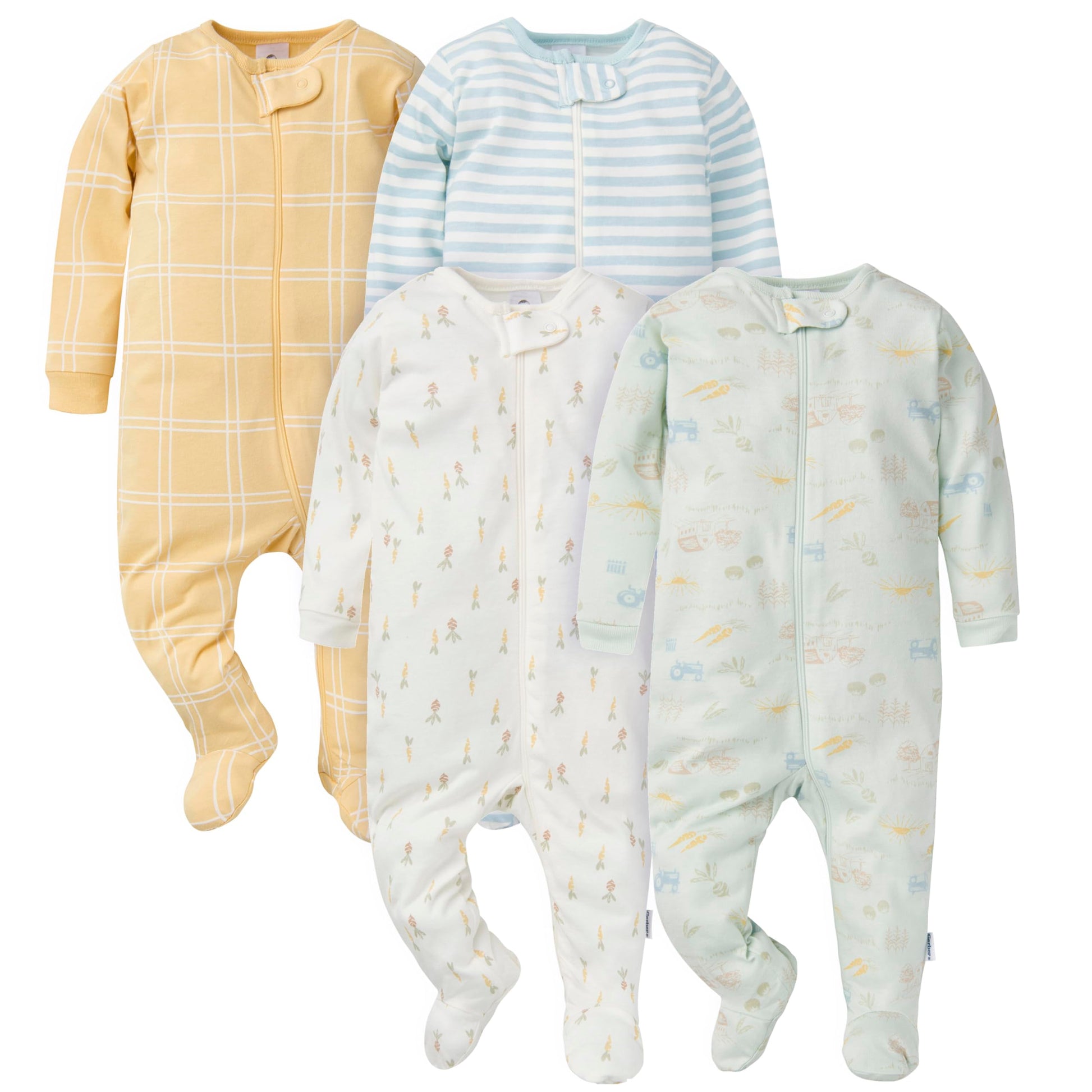 Gerber Baby Boys' 4-Pack Sleep 'N Play Footie, Farm, Newborn