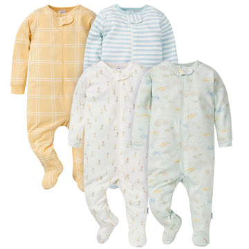 Gerber Baby Boys' 4-Pack Sleep 'N Play Footie, Farm, Newborn